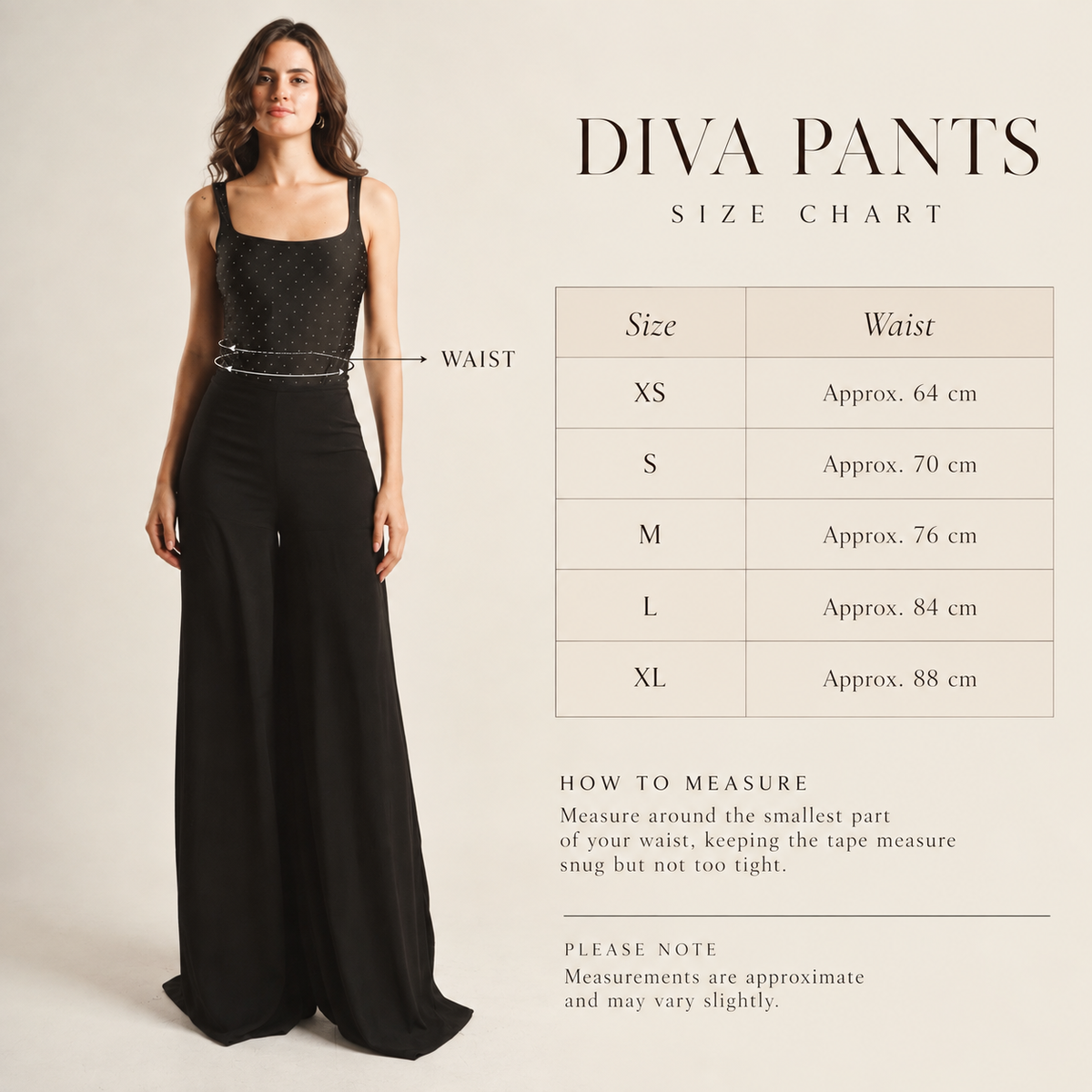 Wide Leg Diva Pants- Black
